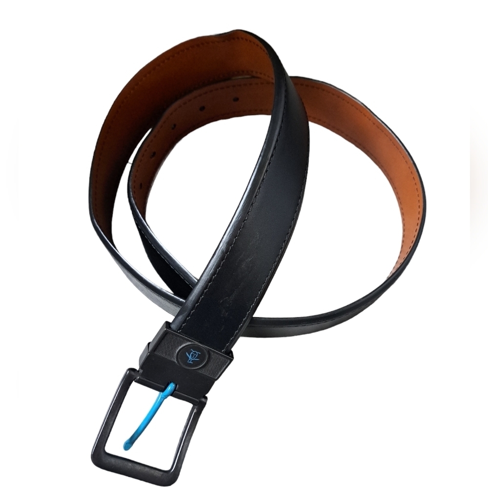 ORIGINAL PENGUIN munsingwear blue prong cowhide leather dress belt reversible 36